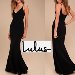NWT Lulus Infinite Glory Black Maxi Dress Mermaid Dress Formal Gown Sz S